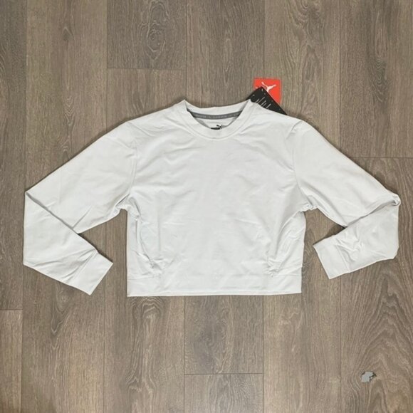 Puma Train Cloudspun Crew Neck Sweater Nimbus Cloud Heather Grey Size XS - Picture 2 of 15